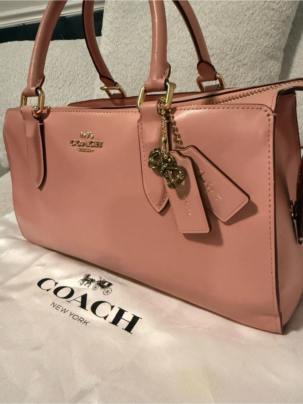 Coach Pink Leather Purse with detachable cross body strap